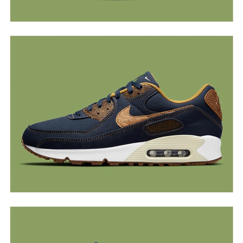 Nike Denim and Cork Fig 5 Air Max 90 Sneakers - Picture 3 of 10